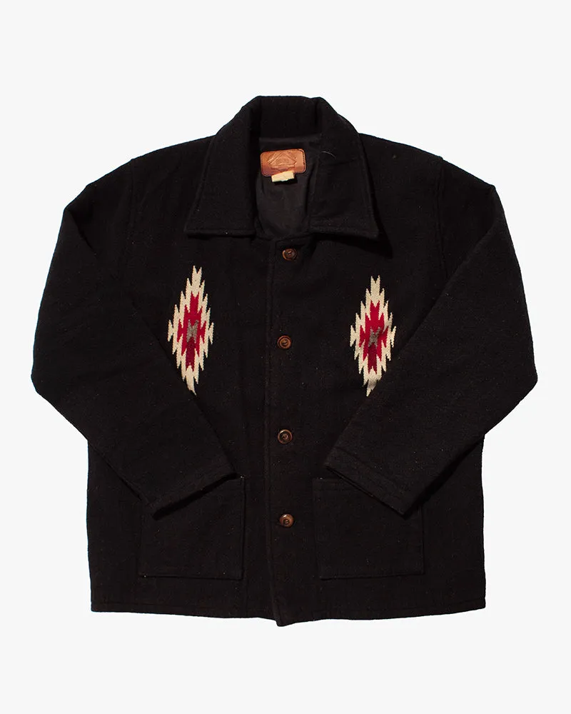 Japanese Repro, Wool Coat, Molina, Black with Southwestern Pattern - M sold by Kiriko