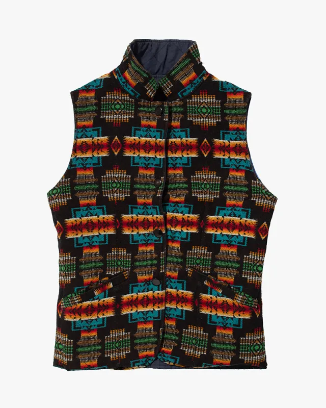 Japanese Repro, Reversible Vest, Pendleton, Southwest Pattern and Navy - M sold by Kiriko