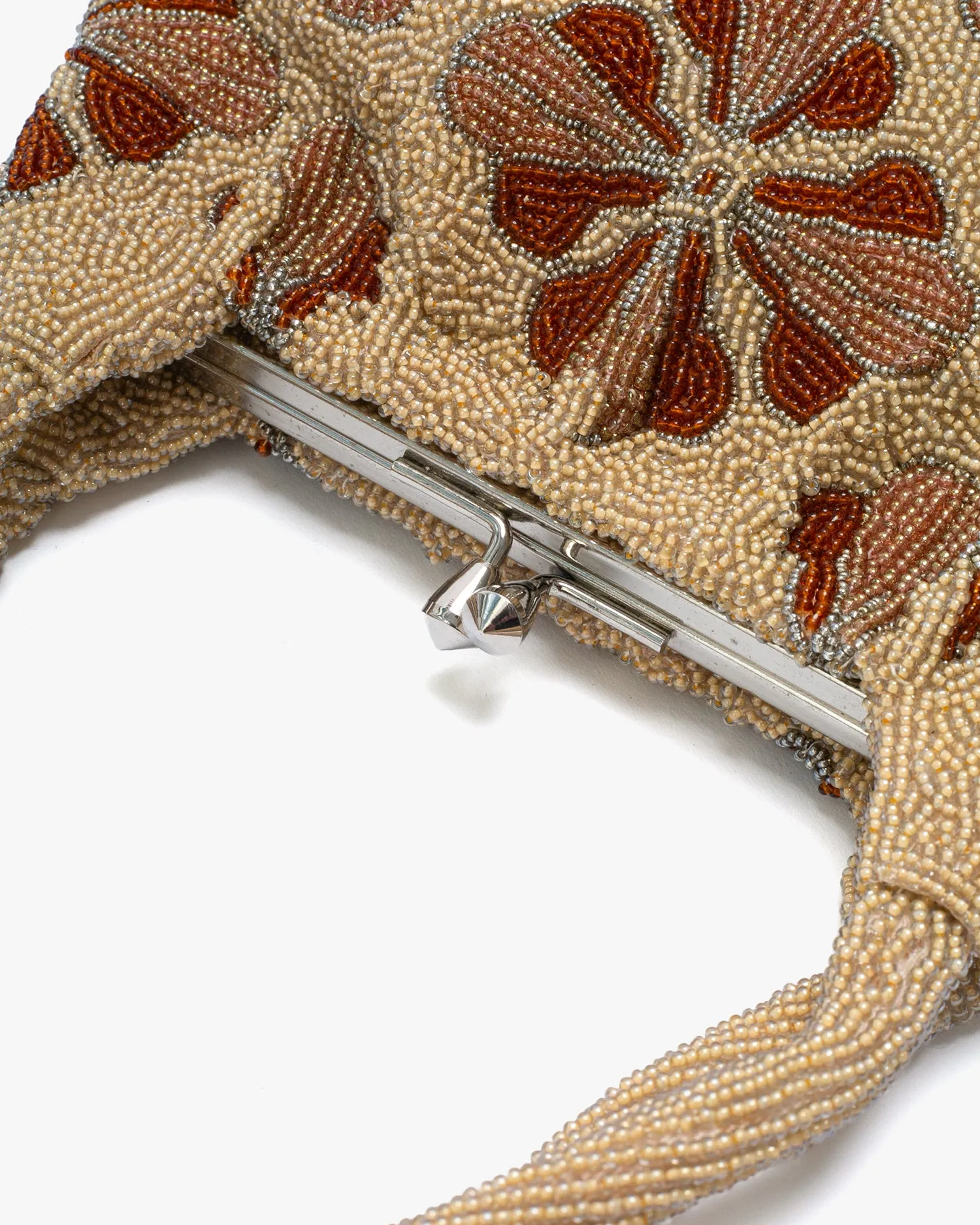 Vintage Bag, Purse, Beaded, Tan with Abstract Flowers sold by Kiriko product image thumbnail 3