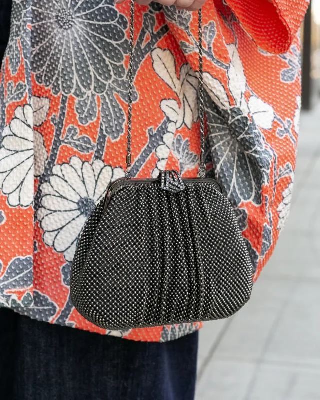 Vintage Bag, Purse, Beaded, Black sold by Kiriko