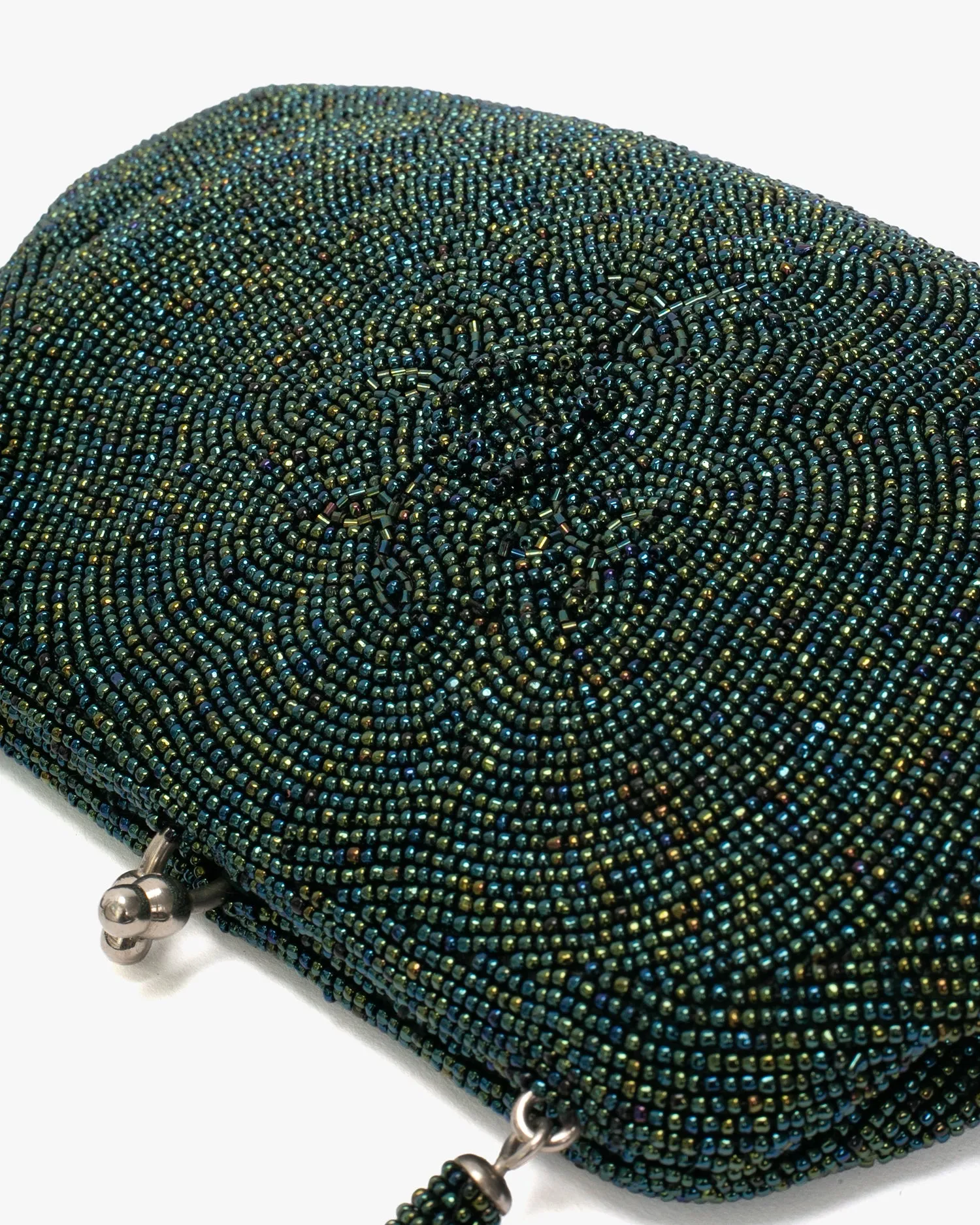 Vintage Bag, Purse, Beaded, Emerald with Floral Pattern sold by Kiriko product image thumbnail 4