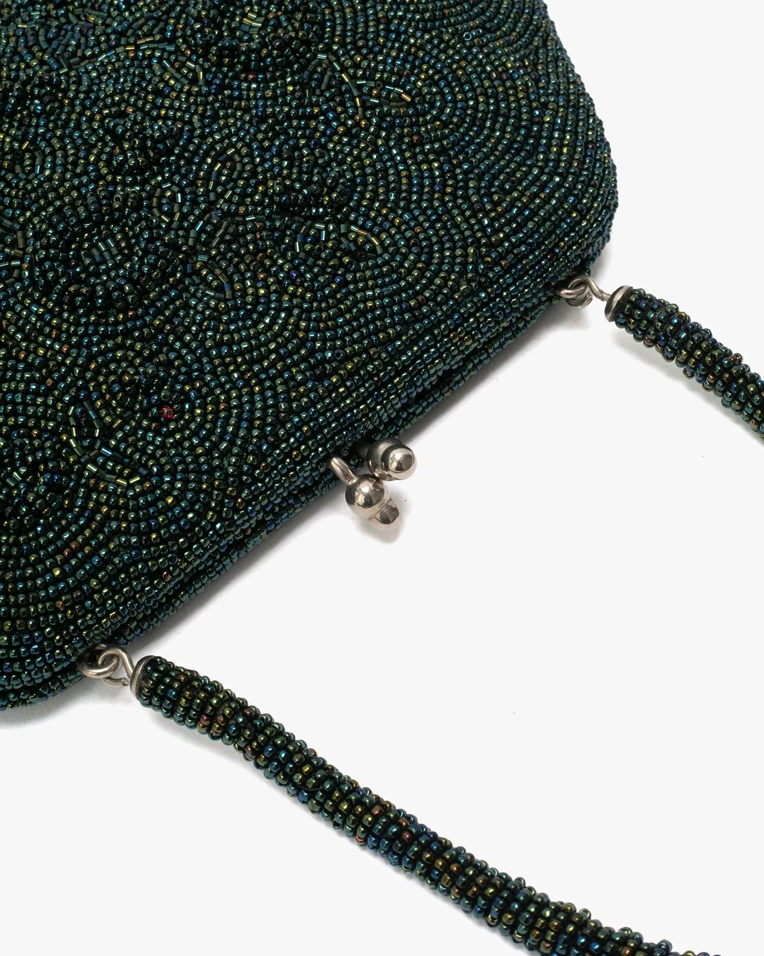 Vintage Bag, Purse, Beaded, Emerald with Floral Pattern sold by Kiriko product image thumbnail 5