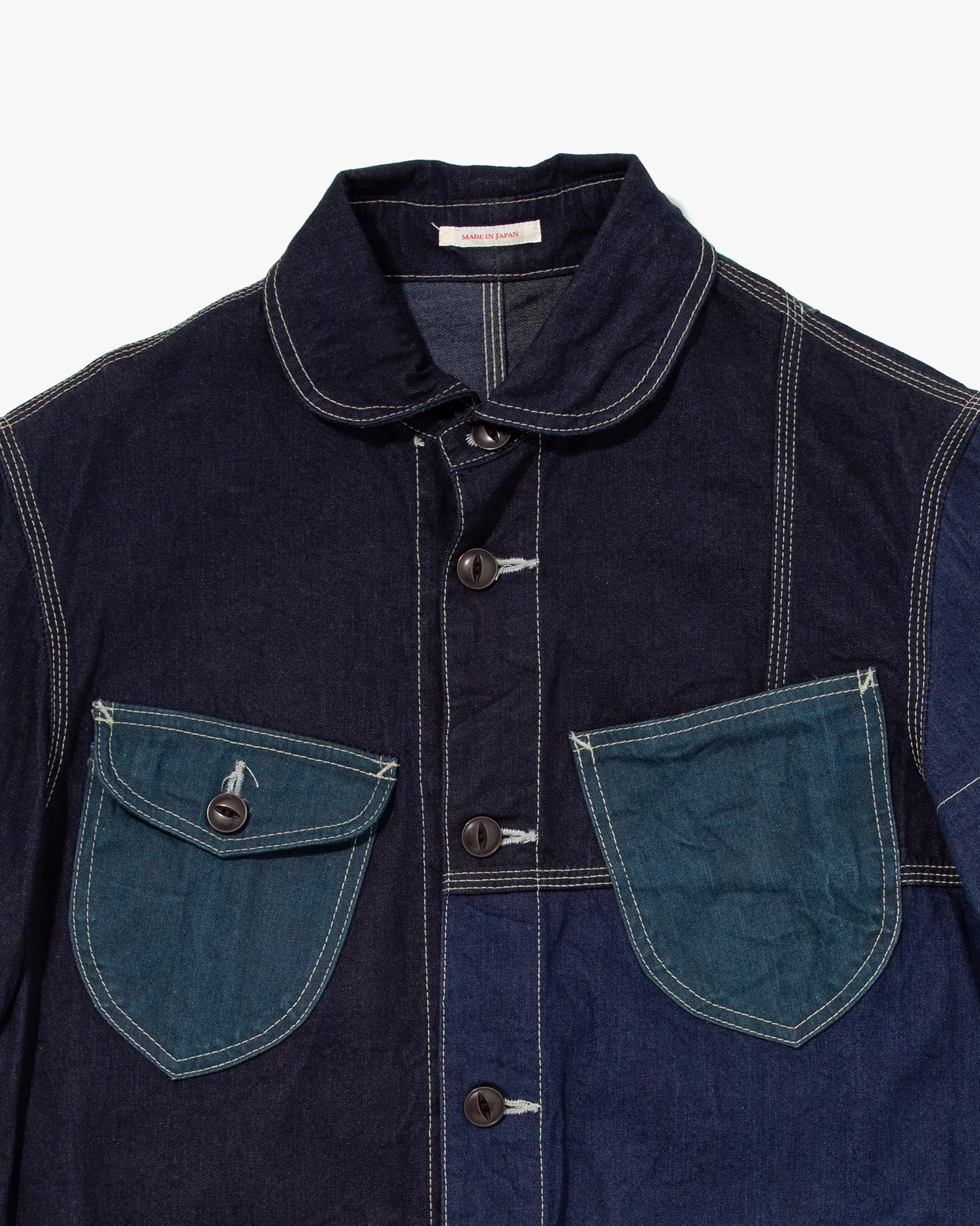 Japanese Repro Denim Chore Coat, Eternal, Patchwork - L sold by Kiriko