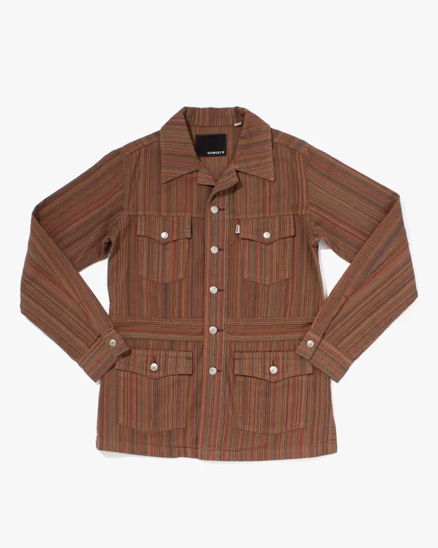 Japanese Repro Denim Chore Coat, Go West, Striped - S sold by Kiriko