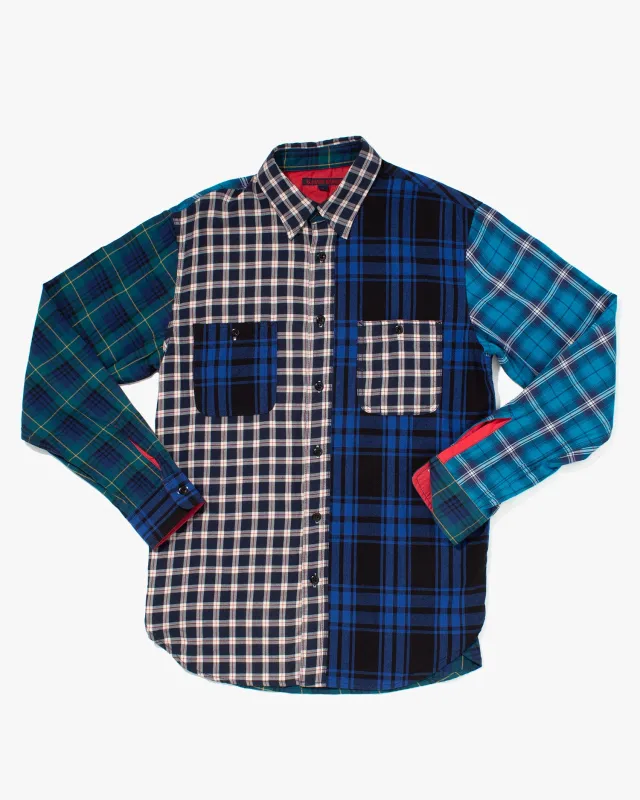 Japanese Repro Plaid Button Up, Gaijin Made, Patchwork Flannel - M sold by Kiriko