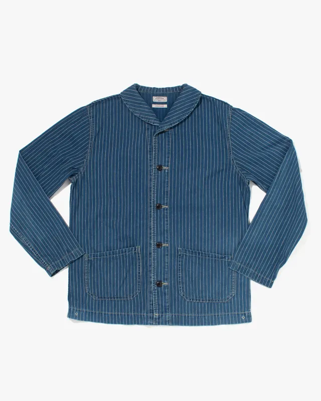 Japanese Repro Denim Button Up Shirt, Eternal, Blue Pinstripe - L sold by Kiriko