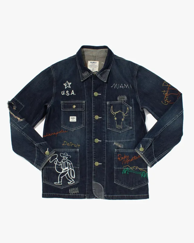 Japanese Repro Denim Chore Coat, OshKosh, American Cities - M sold by Kiriko