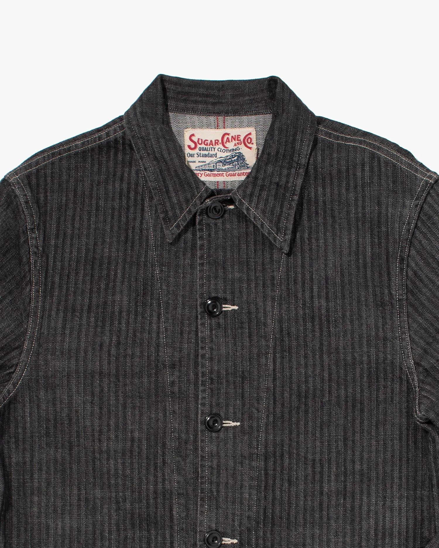 Japanese Repro Denim Chore Coat, Sugar Cane & Co., Gray Stripes - L sold by Kiriko product image thumbnail 2