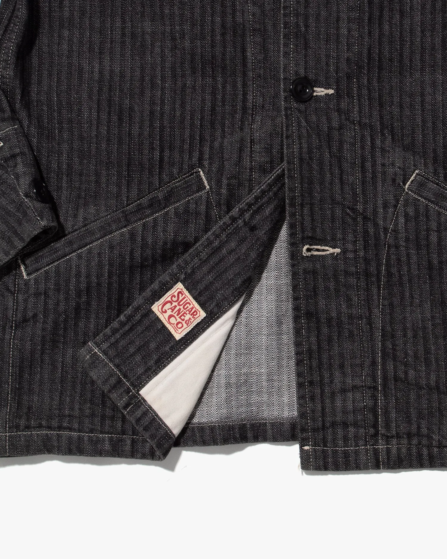 Japanese Repro Denim Chore Coat, Sugar Cane & Co., Gray Stripes - L sold by Kiriko product image thumbnail 5