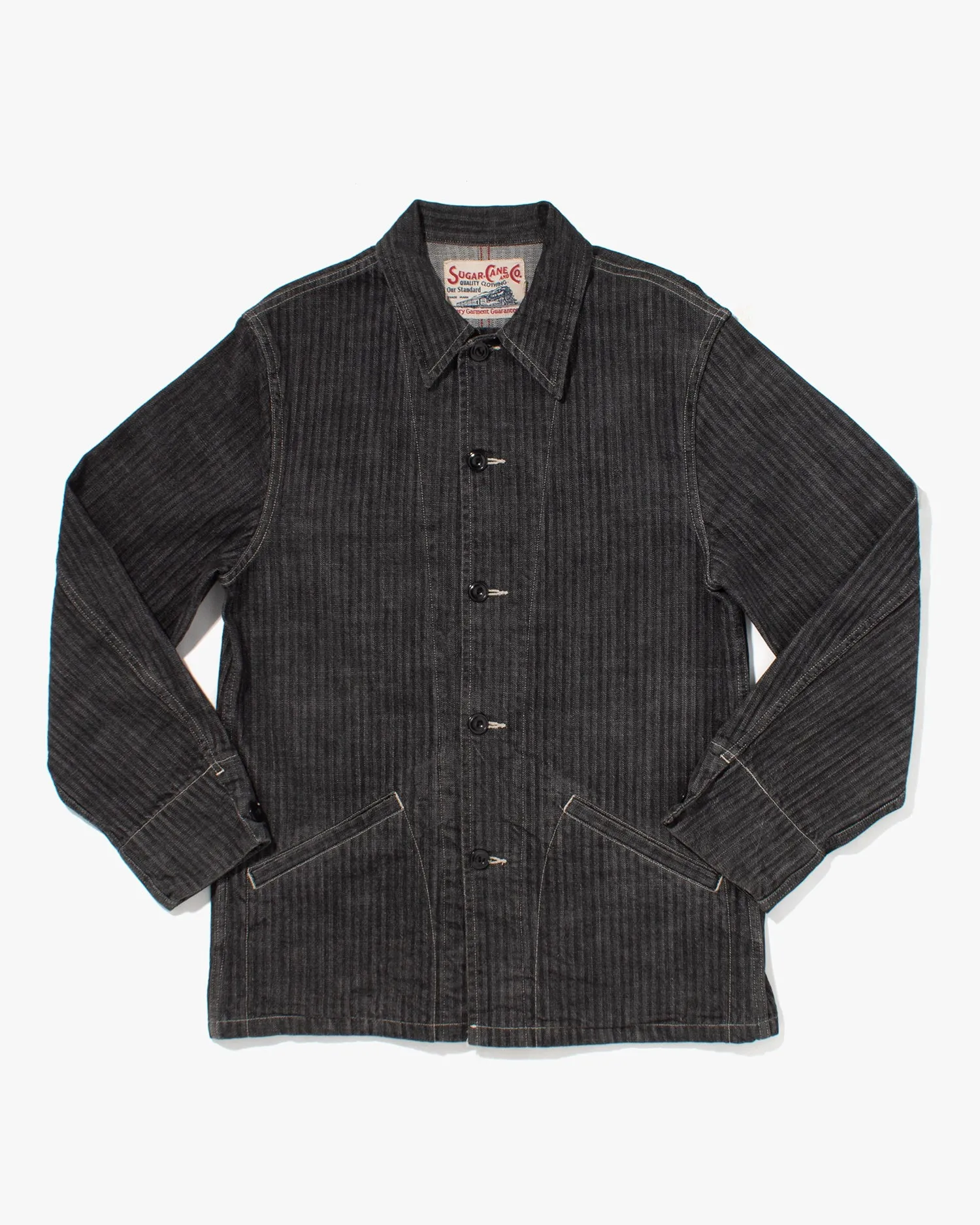Japanese Repro Denim Chore Coat, Sugar Cane & Co., Gray Stripes - L sold by Kiriko