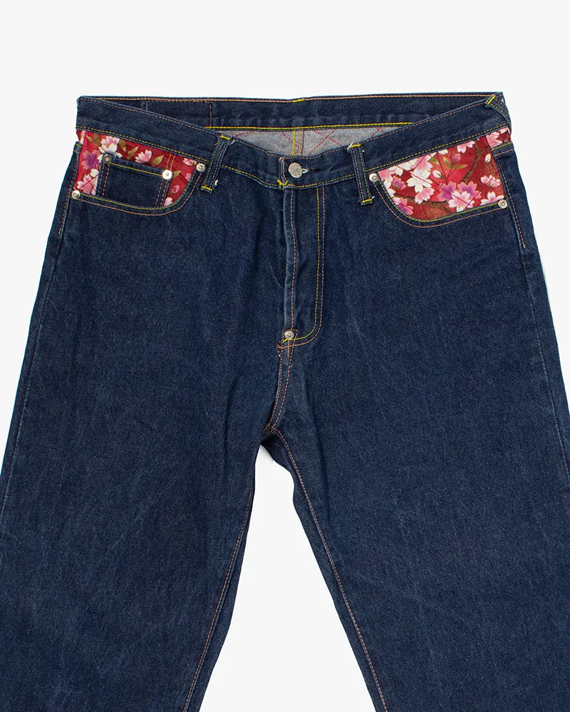 Japanese Repro Denim Jeans, Soul of Koi, Gold Pocket Crest and Sakura Lining - 36" sold by Kiriko product image thumbnail 2