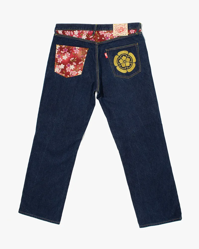 Japanese Repro Denim Jeans, Soul of Koi, Gold Pocket Crest and Sakura Lining - 36" sold by Kiriko product image thumbnail 4