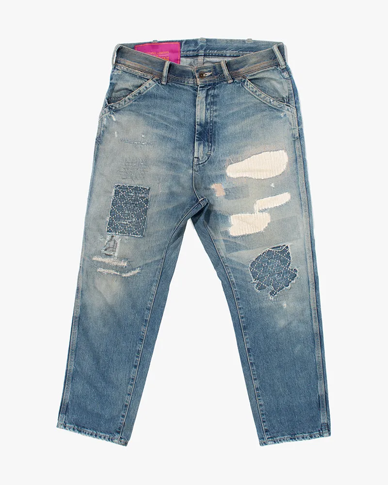 Japanese Repro Denim Jeans, United Arrows & Sons, Sashiko Patching - 31" sold by Kiriko