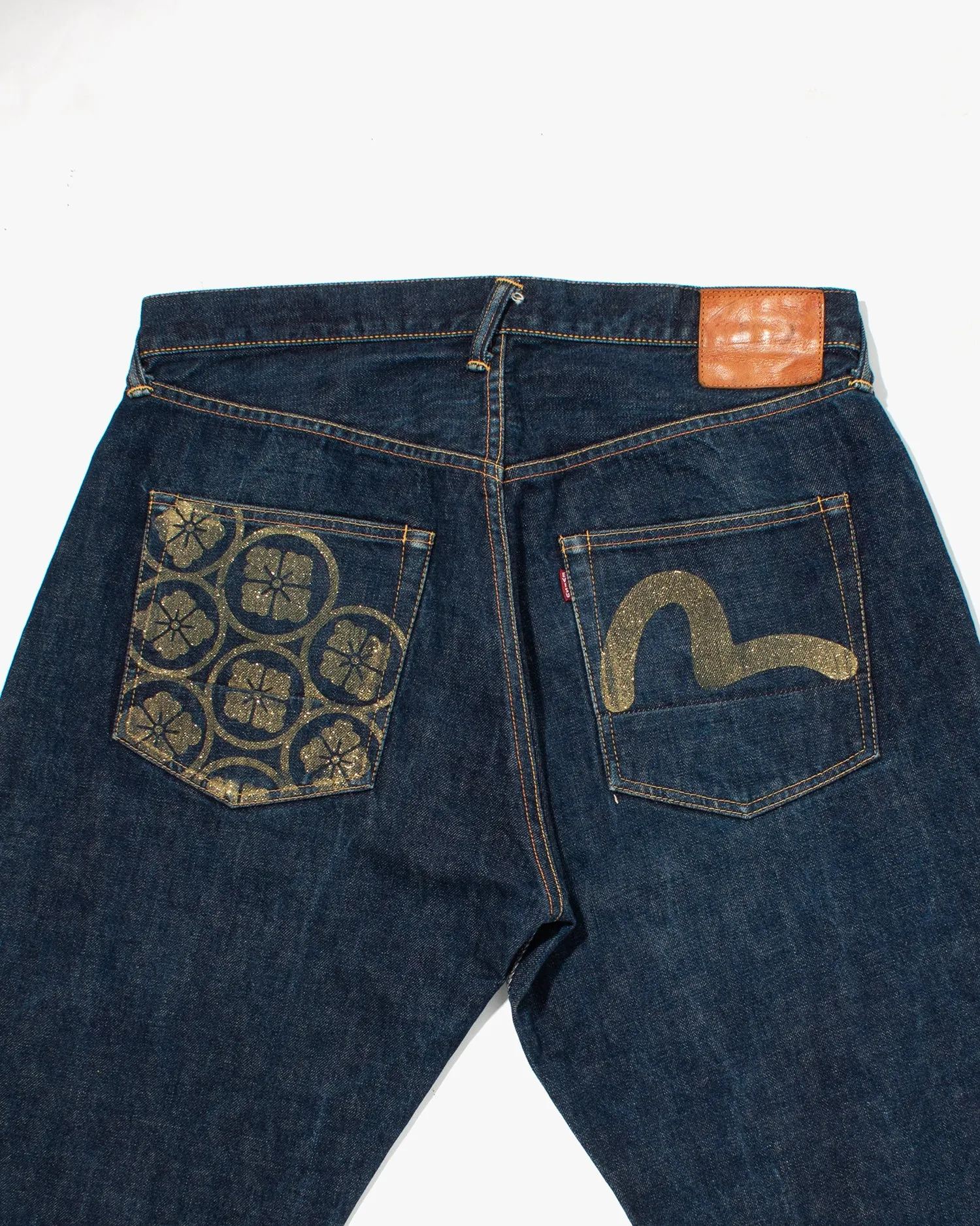 Japanese Repro Selvedge Denim Jeans, Evisu, Gold Hanabishi and Logo - 37" sold by Kiriko product image thumbnail 5