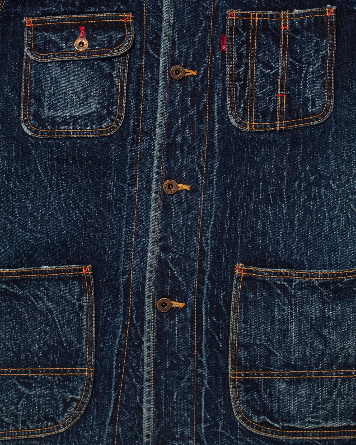 Japanese Repro Denim Chore Coat, Eternal, Acid Wash and Red Bartacks - L sold by Kiriko product image thumbnail 5