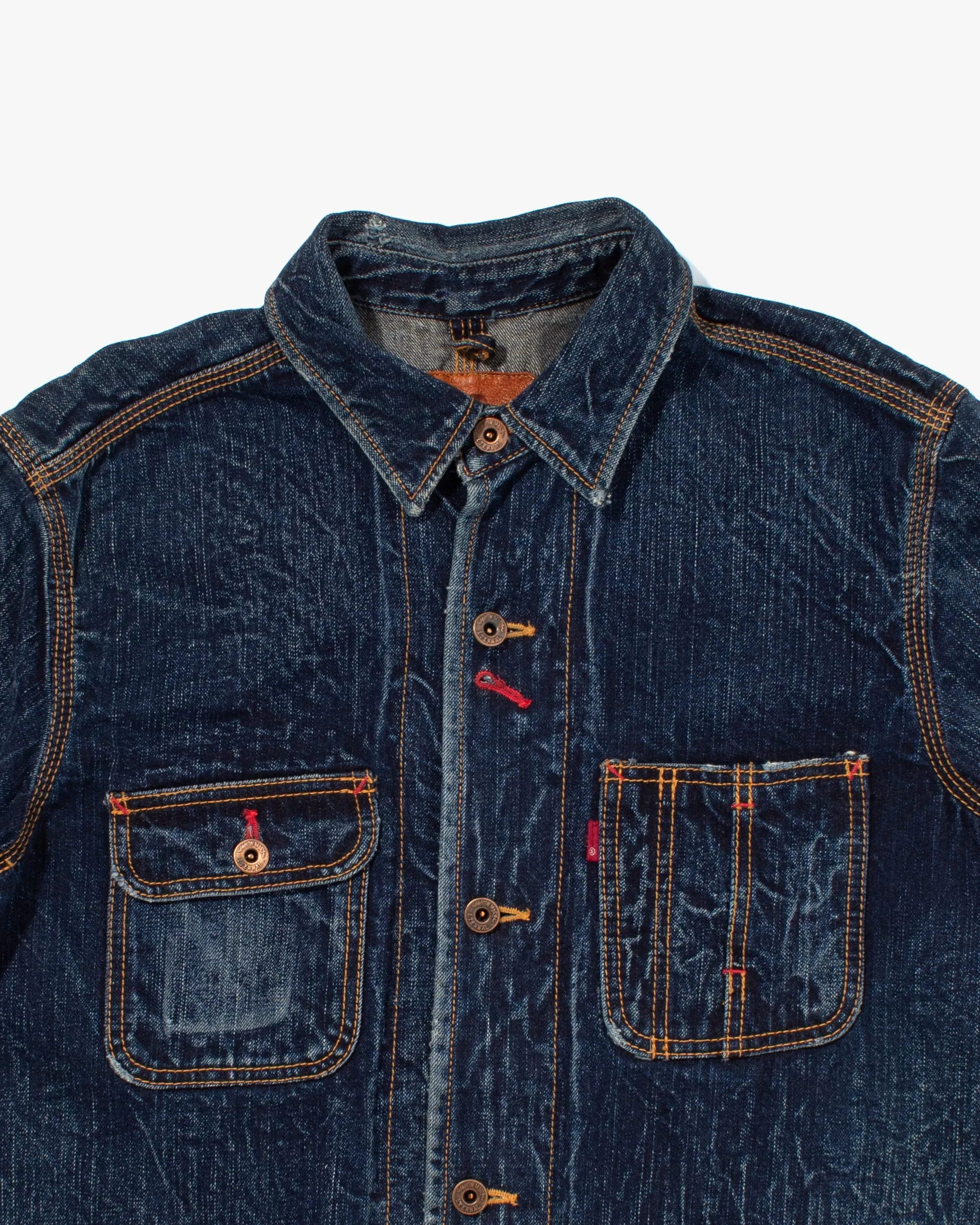 Japanese Repro Denim Chore Coat, Eternal, Acid Wash and Red Bartacks - L sold by Kiriko product image thumbnail 2