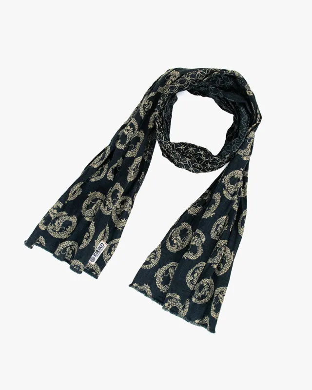 Kiriko Original Scarf, Kiji, Indigo Shippou and Dragon sold by Kiriko