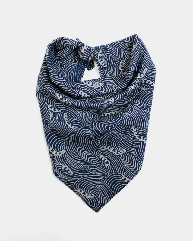 Kiriko Original Bandana, Classic, Indigo Nami sold by Kiriko
