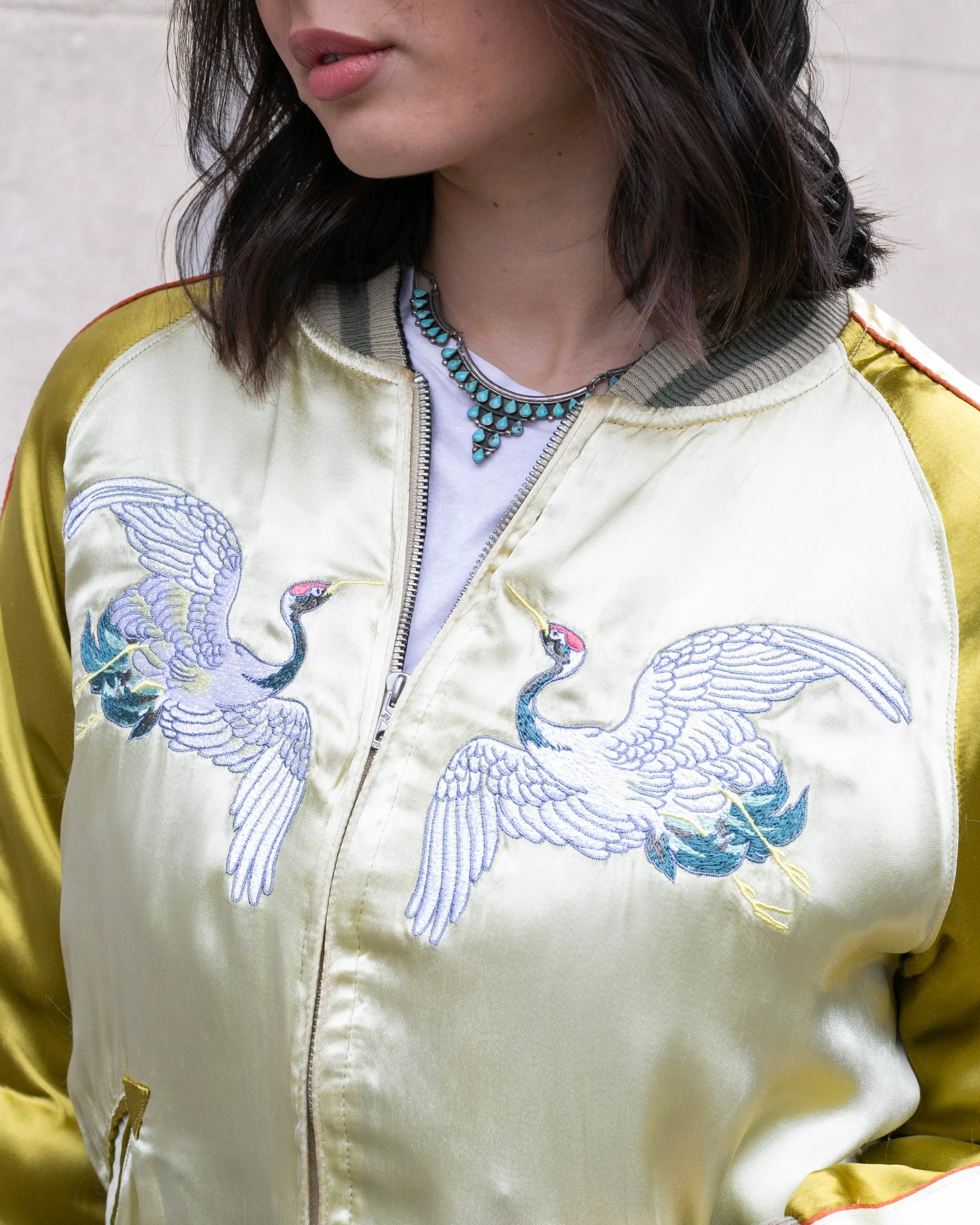 Japanese Repro Souvenir Jacket, Reversible, Gold with Cranes - M sold by Kiriko product image thumbnail 4