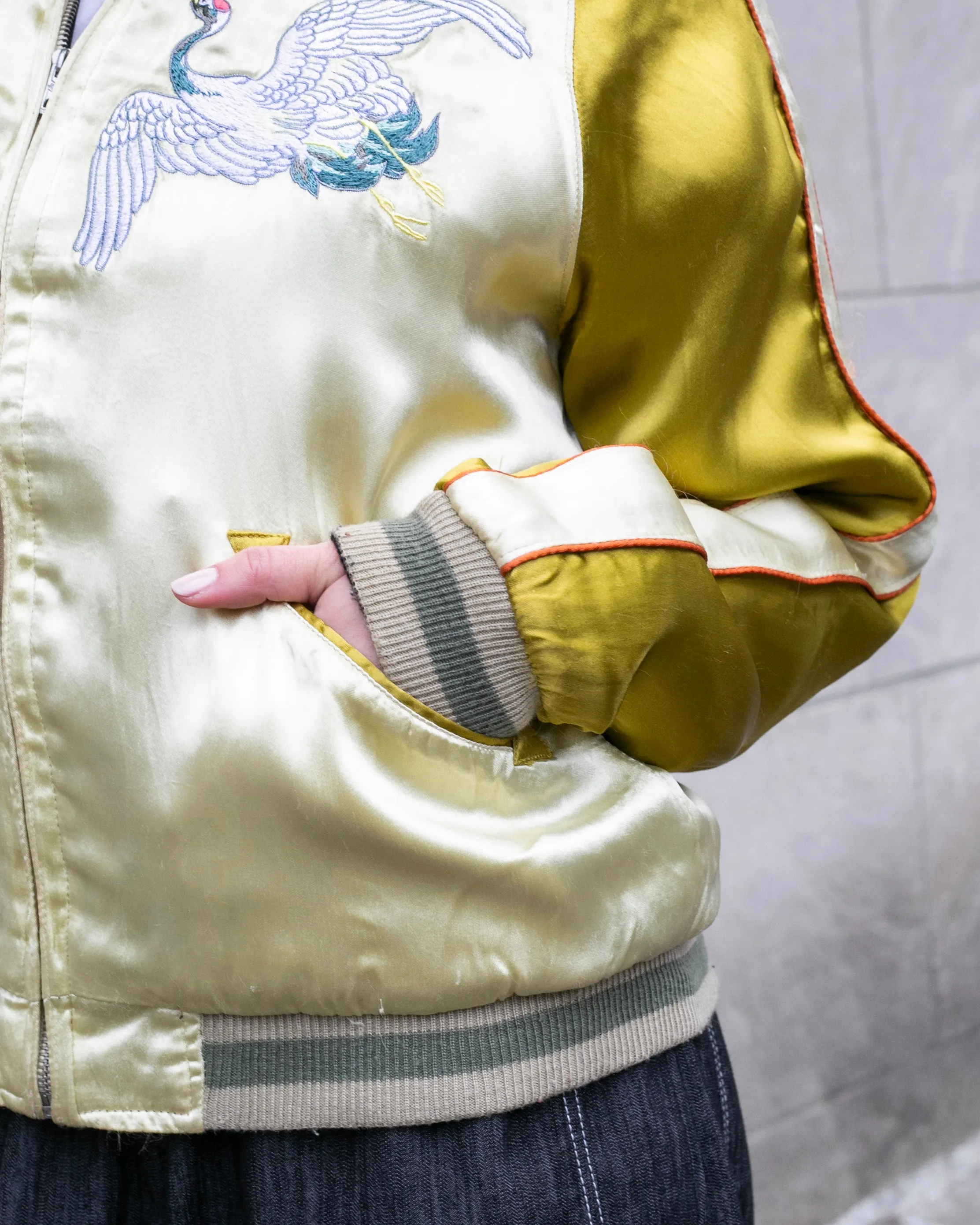 Japanese Repro Souvenir Jacket, Reversible, Gold with Cranes - M sold by Kiriko product image thumbnail 5