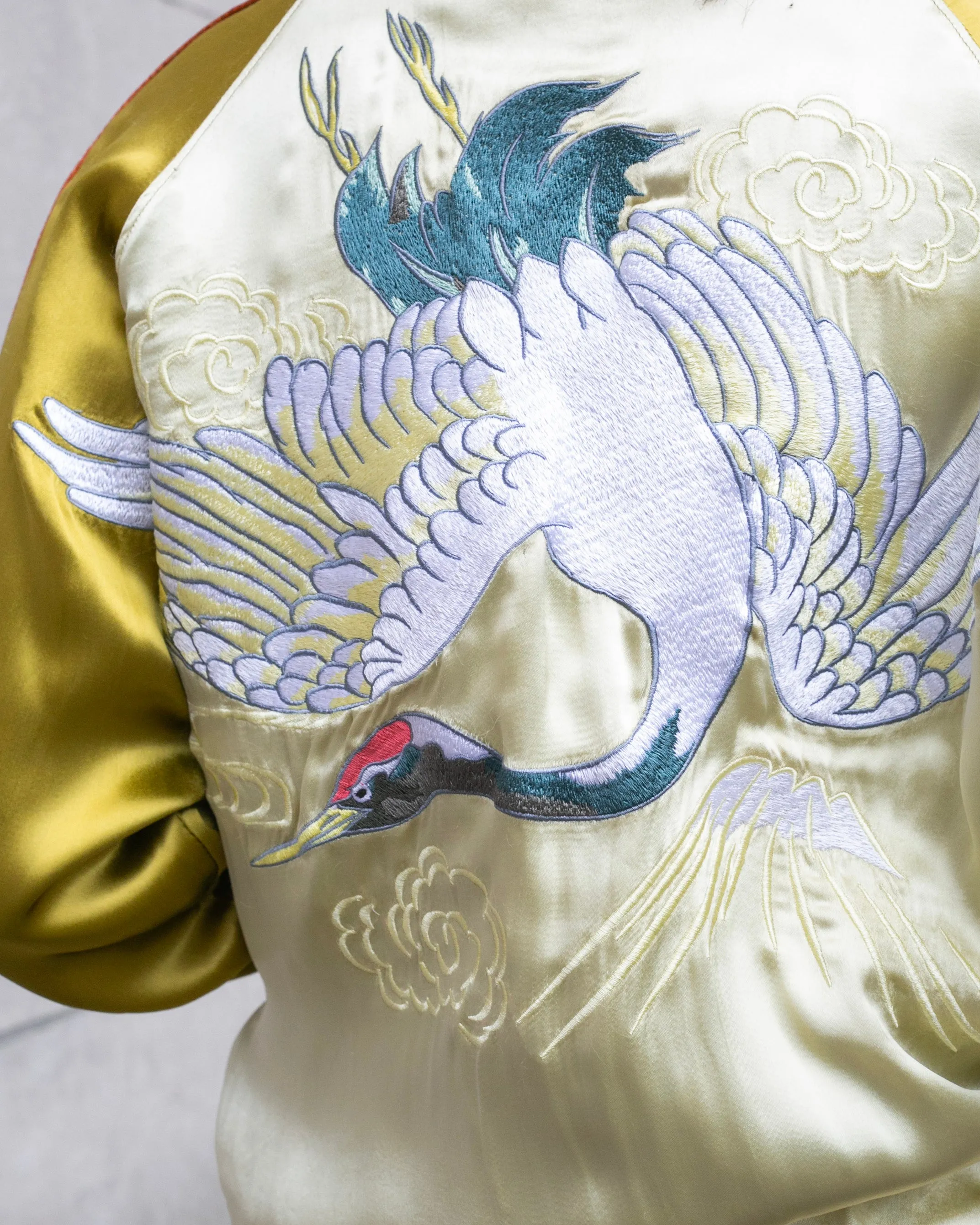 Japanese Repro Souvenir Jacket, Reversible, Gold with Cranes - M sold by Kiriko product image thumbnail 3