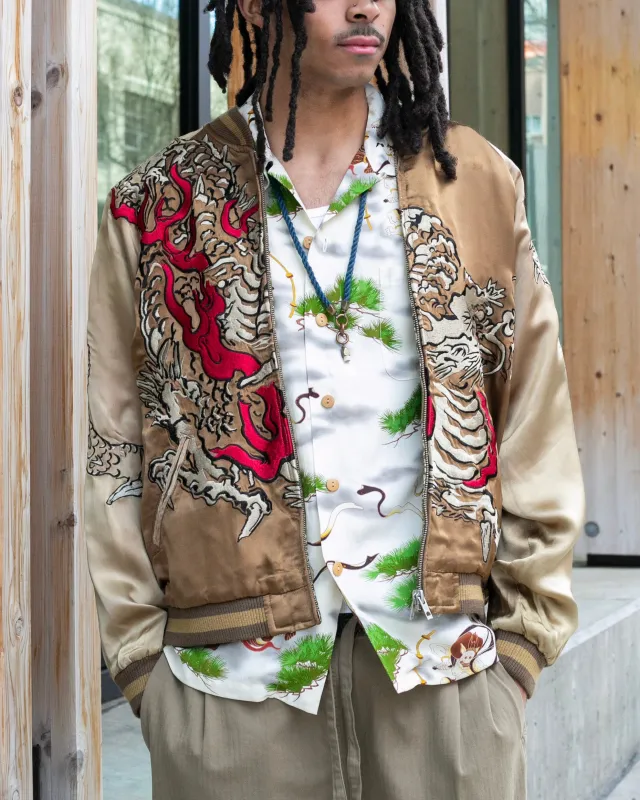 Japanese Repro Souvenir Jacket, Reversible, Brown with Dragon - L sold by Kiriko