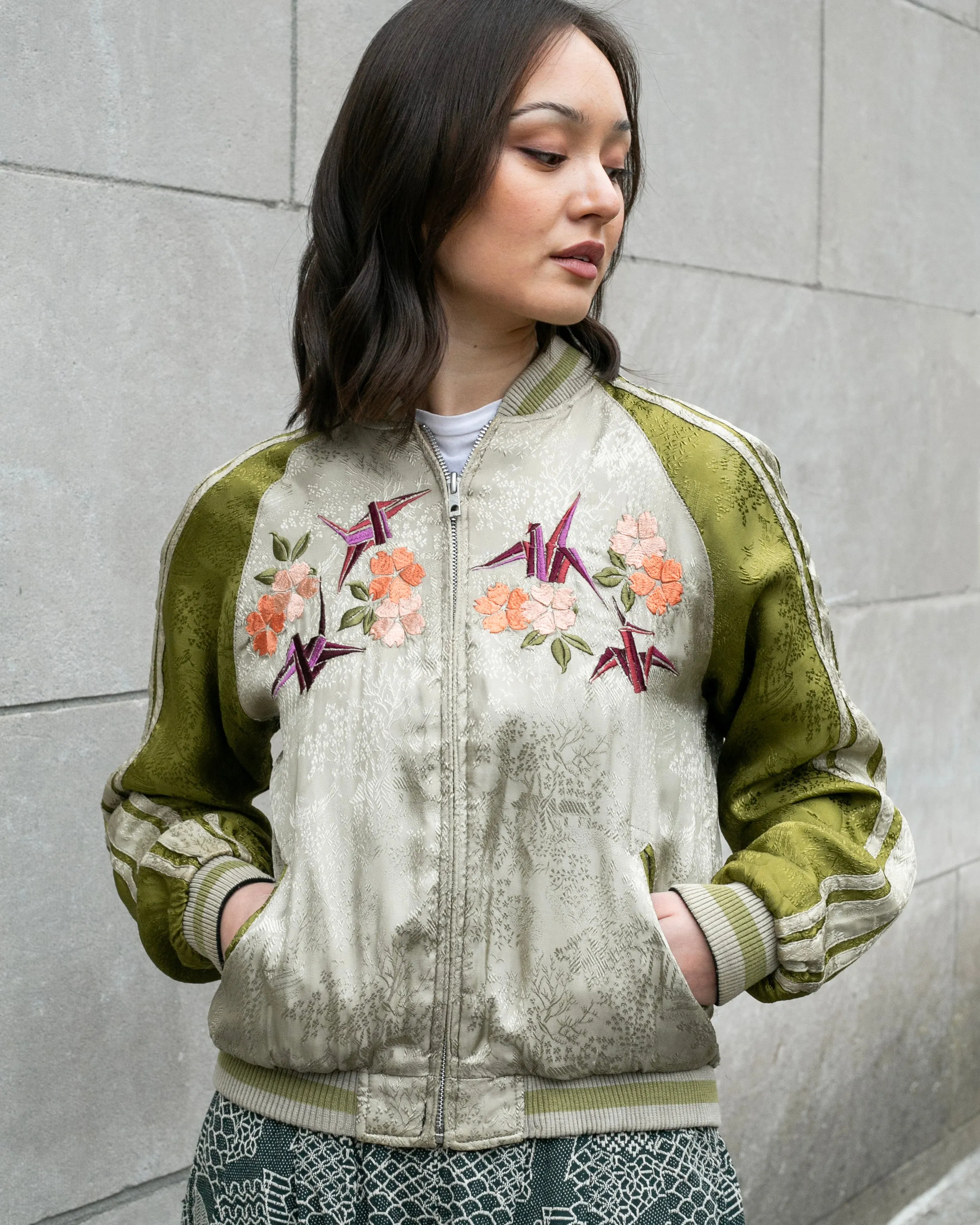 Japanese Repro Souvenir Jacket, Reversible, Black, Woman and Fish - S sold by Kiriko product image thumbnail 2