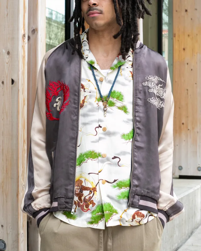 Japanese Repro Souvenir Jacket, Reversible, Taupe with Warrior - XL sold by Kiriko