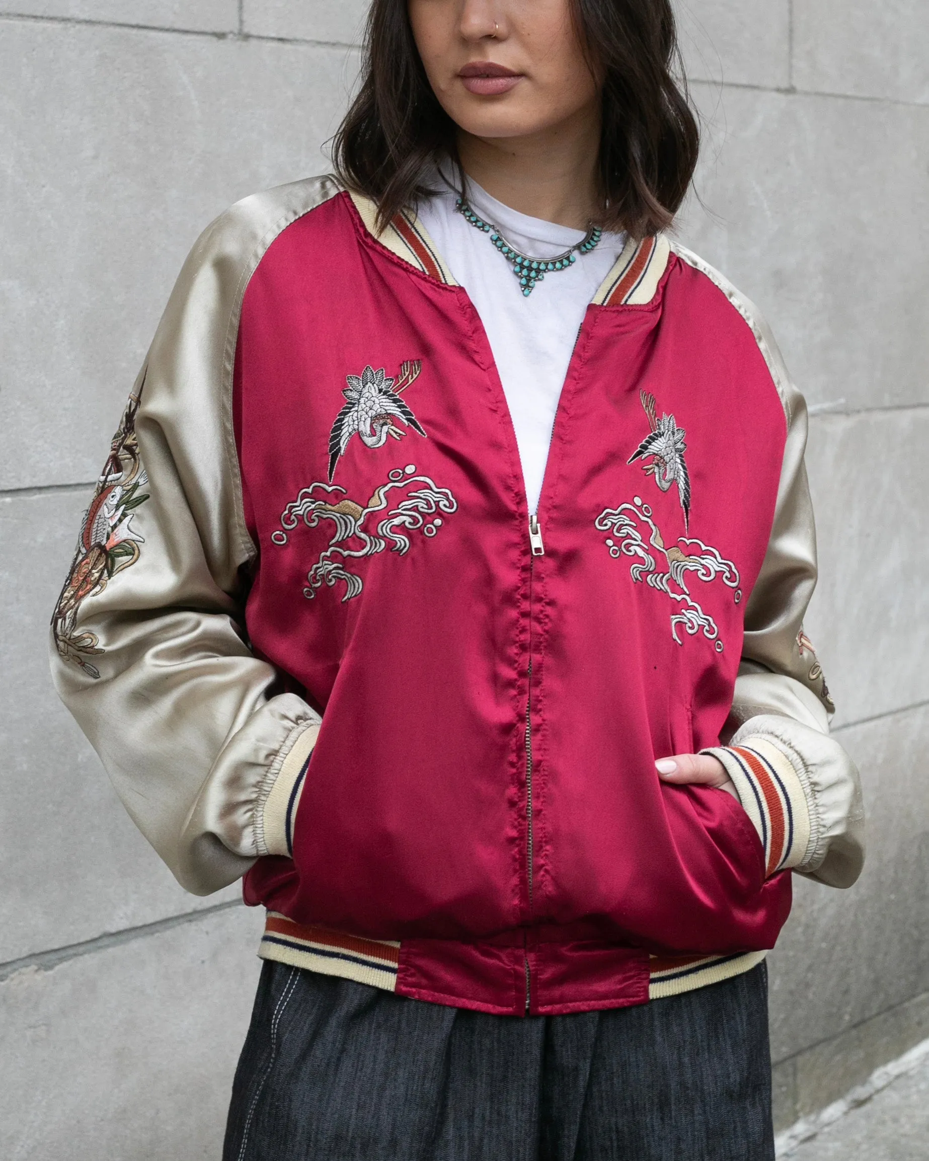 Japanese Repro Souvenir Jacket, Red with Seven Lucky Gods - S sold by Kiriko product image thumbnail 4
