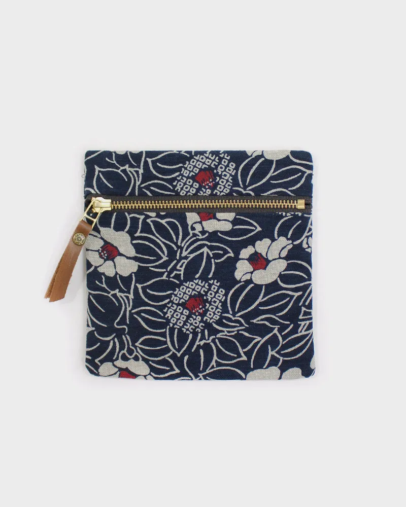 Flat Small Zipper Pouch, Indigo Medium Tsubaki sold by Kiriko product image thumbnail 2