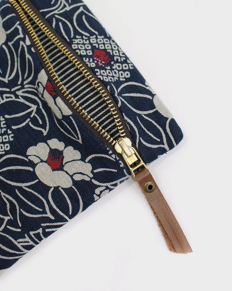 Flat Small Zipper Pouch, Indigo Medium Tsubaki sold by Kiriko product image thumbnail 3