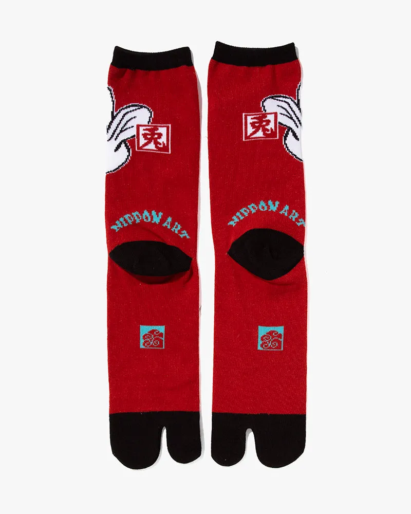 Wa Modern, Tabi Socks, Crew, Red Usagi (M/L) sold by Kiriko product image thumbnail 3