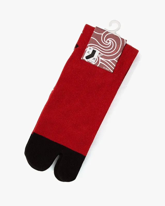 Wa Modern, Tabi Socks, Crew, Red Usagi (M/L) sold by Kiriko