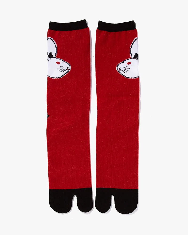 Wa Modern, Tabi Socks, Crew, Red Usagi (M/L) sold by Kiriko product image thumbnail 2