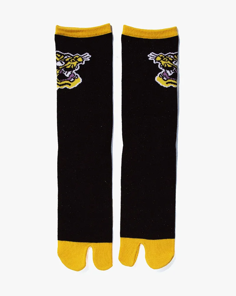 Wa Modern, Tabi Socks, Crew, Black with Yellow Tora (M/L) sold by Kiriko product image thumbnail 2
