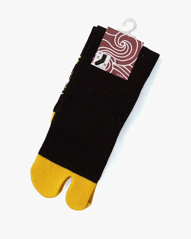 Wa Modern, Tabi Socks, Crew, Black with Yellow Tora (M/L) sold by Kiriko