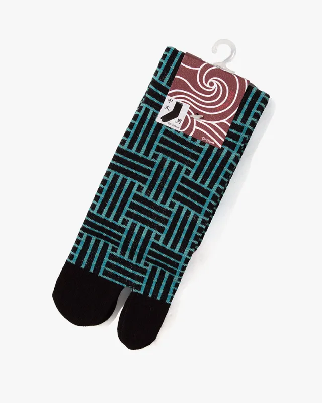 Wa Modern, Tabi Socks, Crew, Black with Blue Sankuzushi (M/L) sold by Kiriko