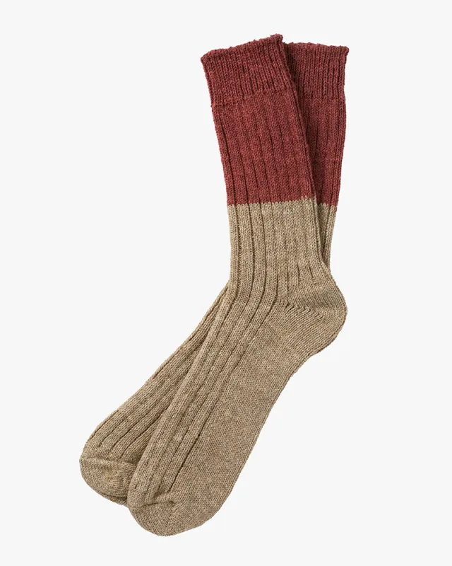 Knitwin, Slab Socks, Wool Cotton, Boston Red sold by Kiriko