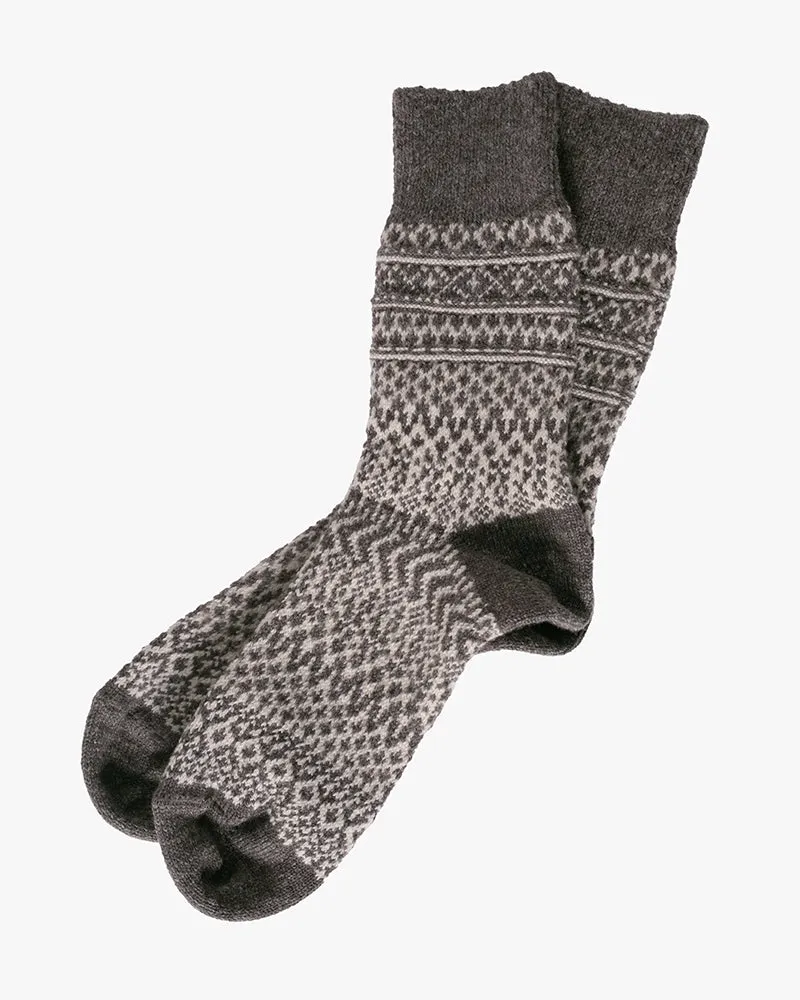 Knitwin, Crew Socks, Wool Jacquard, Oslo Gray sold by Kiriko