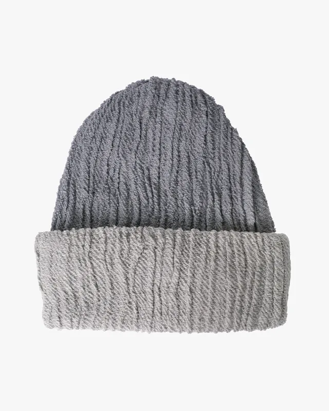 Kobo Oriza Knit Cap, Multi Functional, Cotton and Wool Blend, Split Blue Gray and Light Gray, 9 " sold by Kiriko