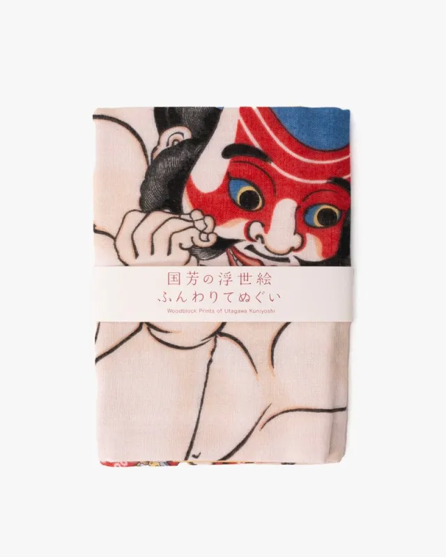 Tenugui, Double Gauze, Woodblock Prints, Utagawa Kuniyoshi - Asahina Kobitojima Asobi sold by Kiriko
