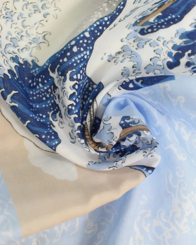 Tenugui, Double Gauze, The Great Wave sold by Kiriko