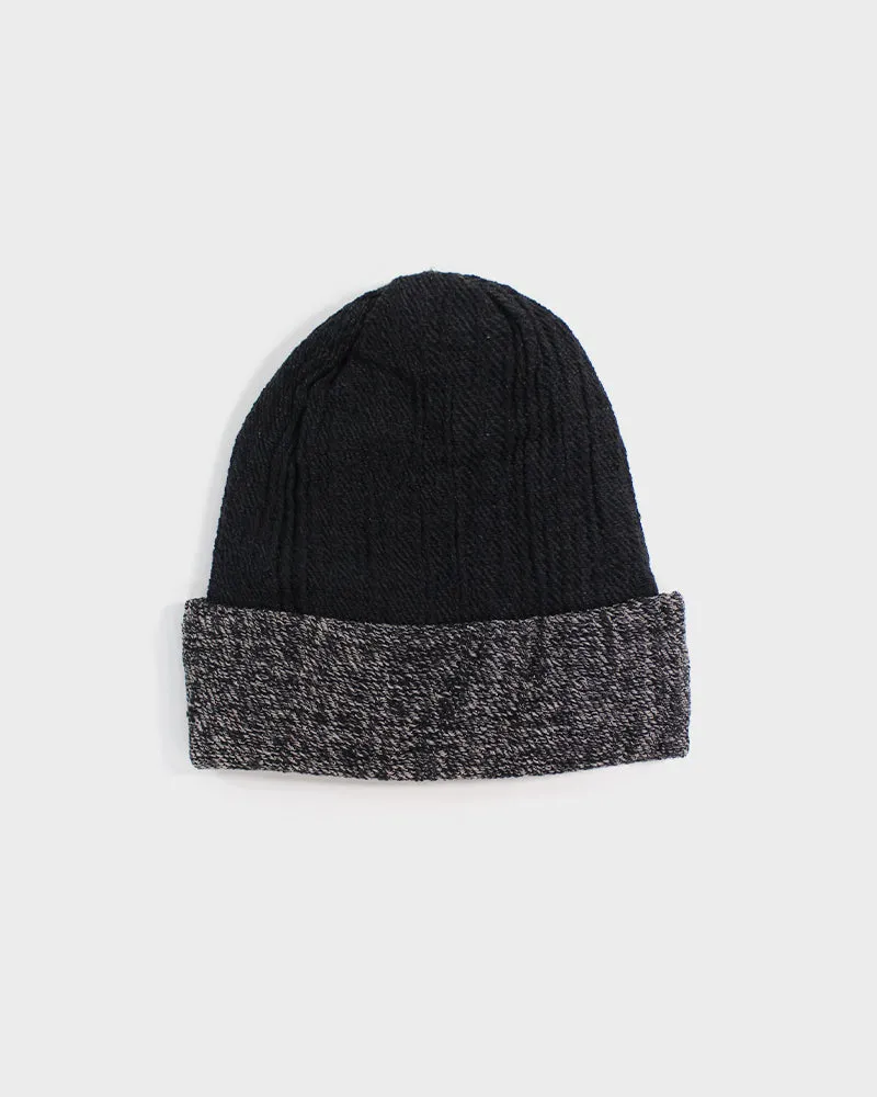 Kobo Oriza Knit Cap, Cotton Multi Functional, Two Tone Black sold by Kiriko