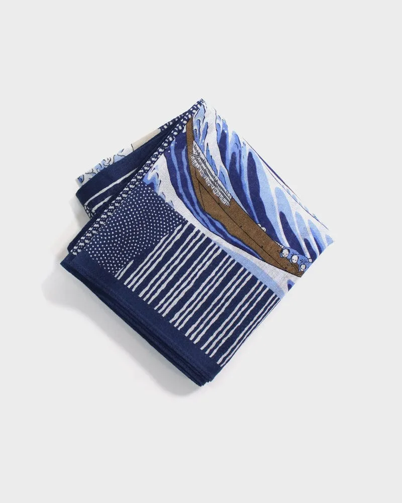 Japanese Handkerchief, Classic, Hokusai Great Wave off Kanagawa sold by Kiriko