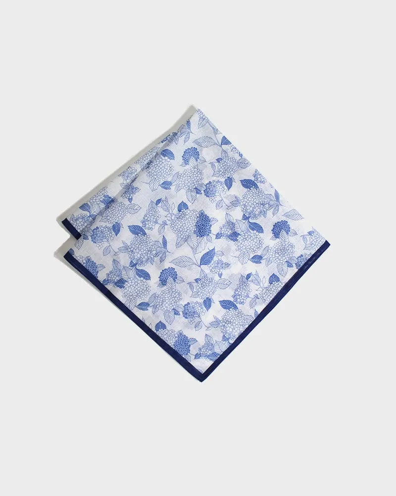 Japanese Handkerchief, Classic, Blue and White Hydrangea sold by Kiriko