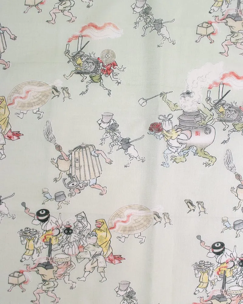 Japanese Handkerchief, Classic, Yokai, Hyakki Yagyo, Light Green sold by Kiriko product image thumbnail 3
