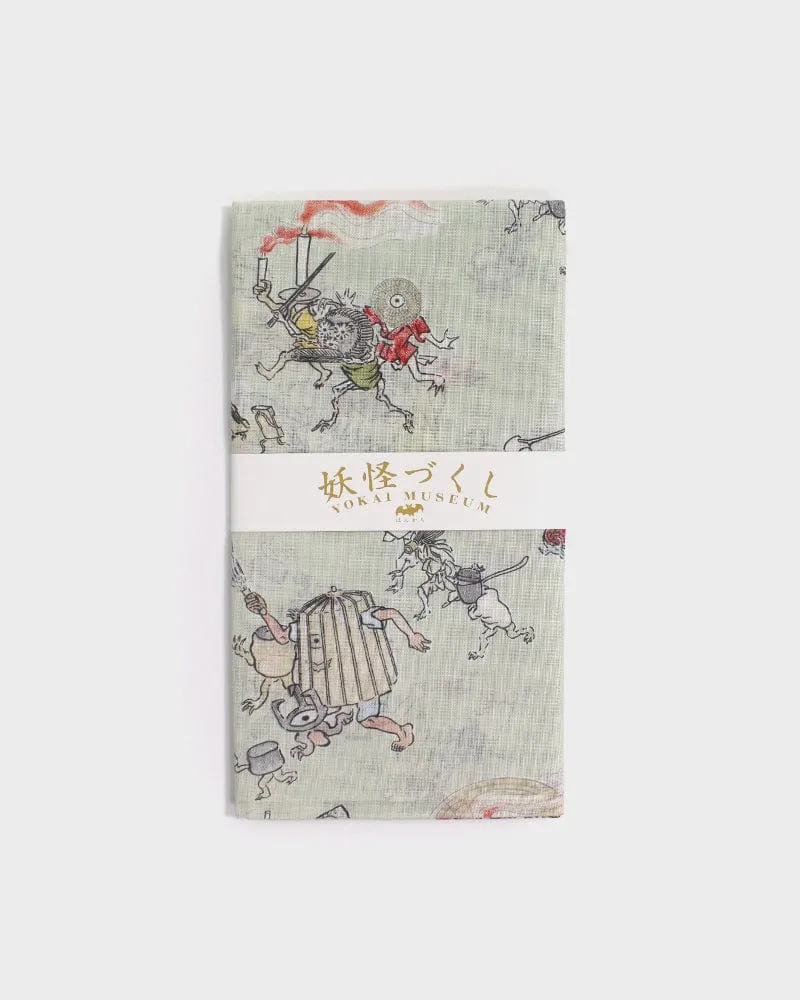 Japanese Handkerchief, Classic, Yokai, Hyakki Yagyo, Light Green sold by Kiriko product image thumbnail 4