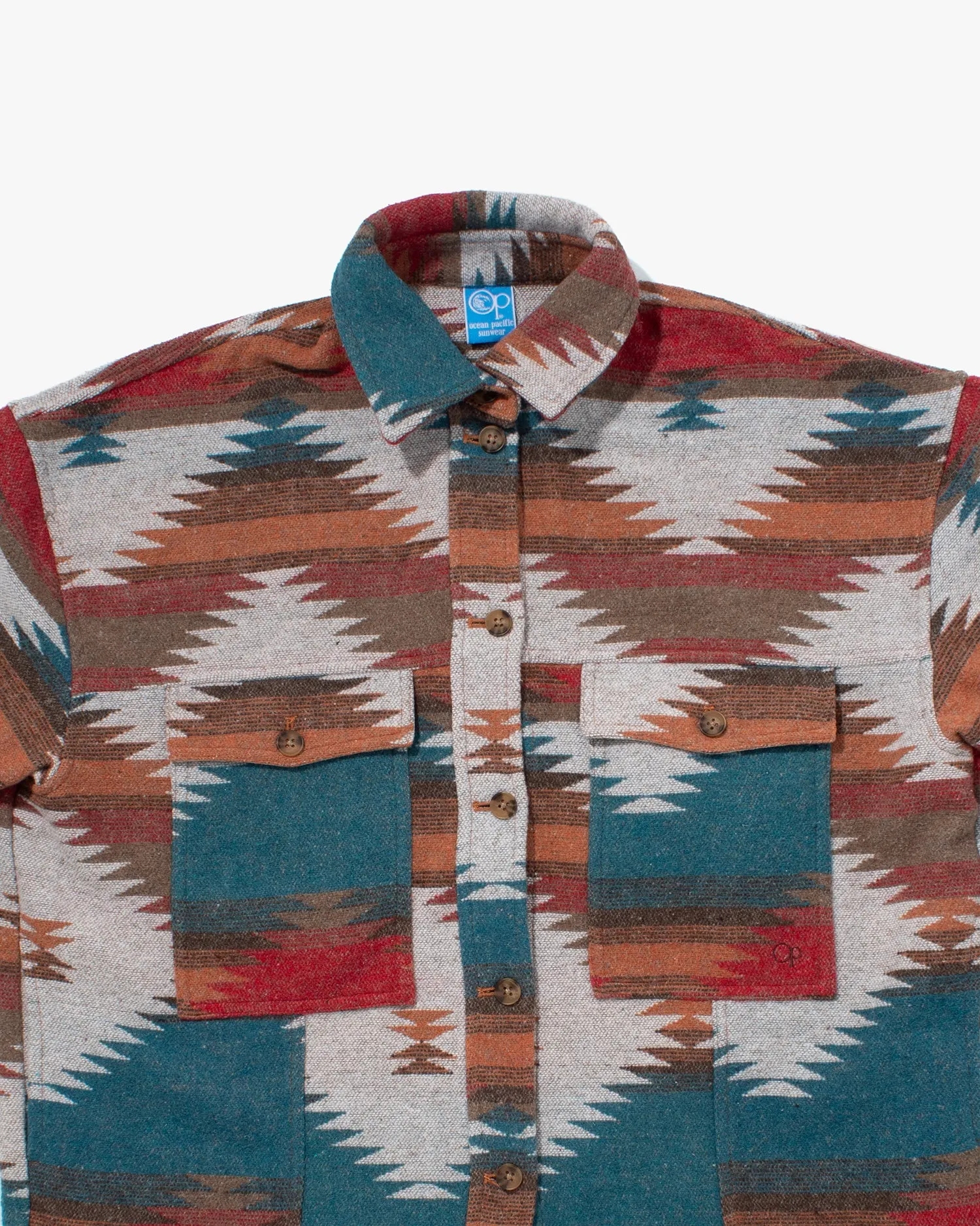 US Vintage Jacket, Ocean Pacific Sunwear, Blue, Brick, and Red - M sold by Kiriko