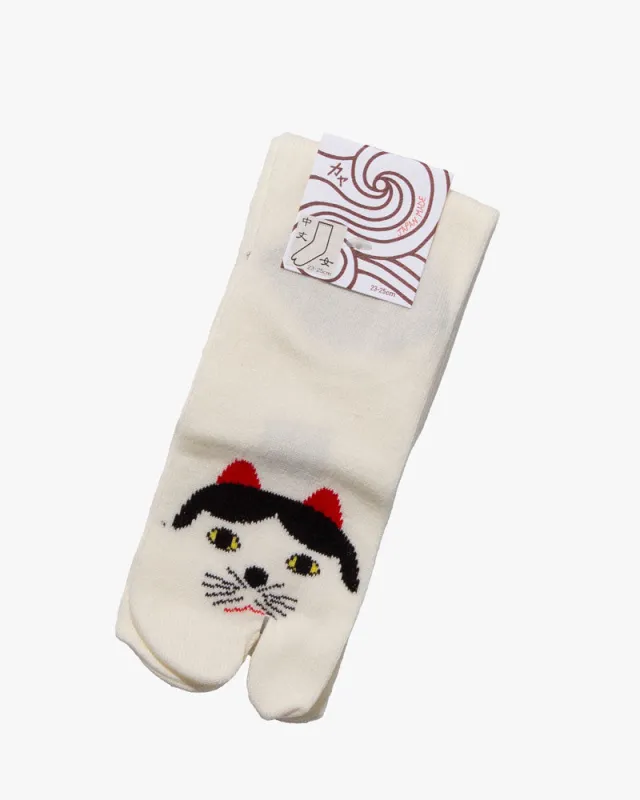 Wa Modern, Tabi Socks, Crew, White Cat sold by Kiriko