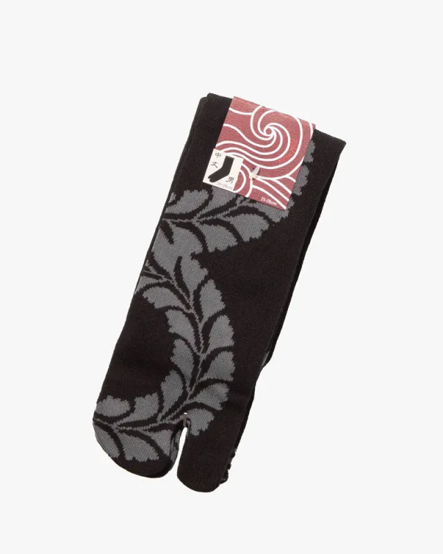 Wa Modern, Tabi Socks, Crew, Black and Grey Fujiwa (M/L) sold by Kiriko